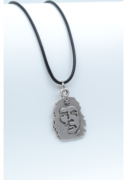 Che Guevara Kolye Gümüş Kaplama Deri İp Kolye