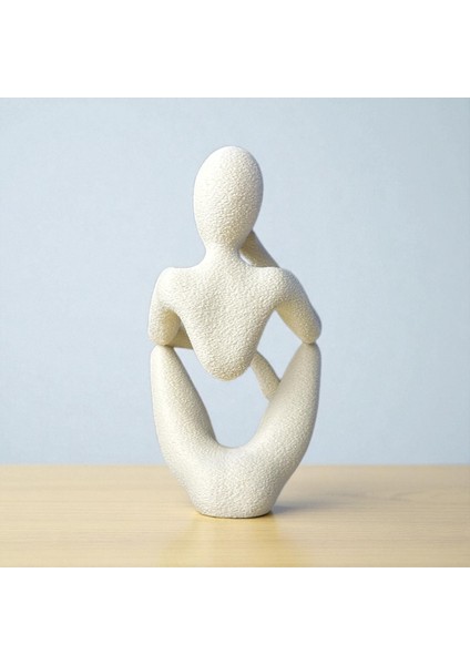 Minimal Düşünen Figür Heykel – Modern Dekoratif Obje | Pürüzlü Doku | Kabuk Factory Tasarımı fırsatları