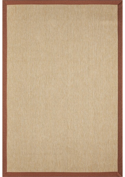 Bombay Bej Halı Terra Bordürlü Kolay Temizlenen Hasır Dokulu Sisal Halı 665