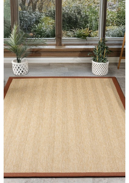 Bombay Bej Halı Terra Bordürlü Kolay Temizlenen Hasır Dokulu Sisal Halı 665 fiyatları