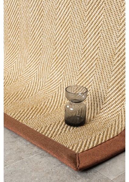 Bombay Bej Halı Terra Bordürlü Kolay Temizlenen Hasır Dokulu Sisal Halı 665 indirimleri