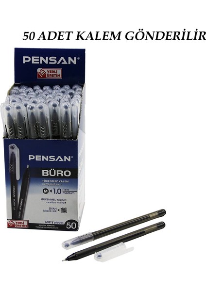 50 Adet Pensan Büro Siyah Tükenmez Kalem M-Medium - 1.0mm Uç (5148) fiyatları