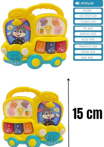 Bebek Piyanosu Otobüs Işıklı Müzikli Kutulu 12M+