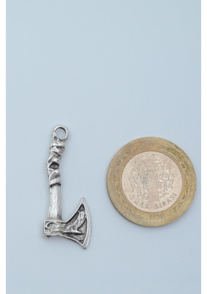 Viking Balta Gümüş Kaplama Deri İp Kolye fırsatları