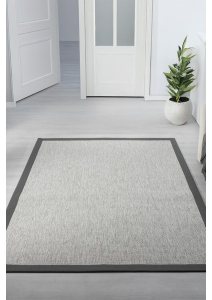 Bombay Gri Halı Antrasit Bordürlü Kolay Temizlenen Hasır Dokulu Sisal Halı 664 fiyatları