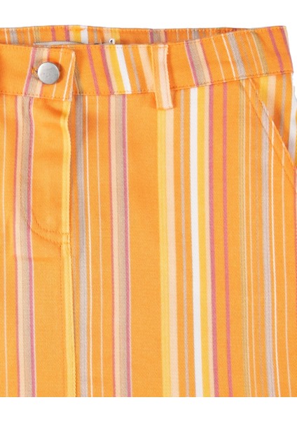 Çizgili Turuncu Yazlık Kız Çocuk Mini Etek modelleri