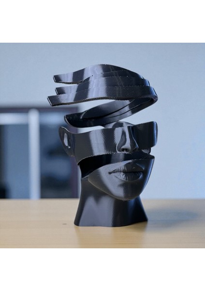 Parçalanmış Soyut Yüz Heykeli – Modern Sanat Dekoratif Büst | Minimal Masa Üstü Obje | Kabuk Factory Tasarımı