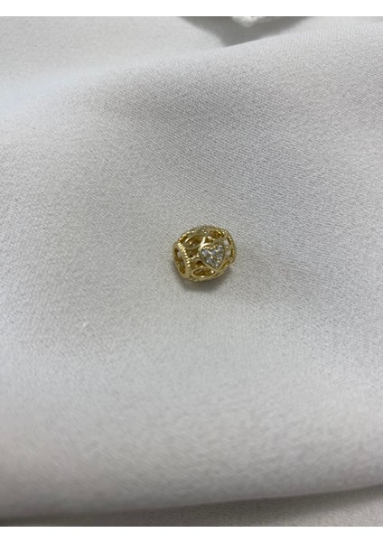 Çelik Gold Renk Suya Dayanıklı Zarif Zirkon Taşlı Kolye Ucu Charm