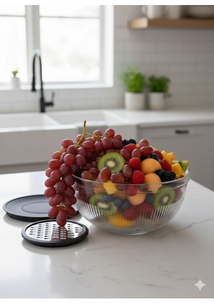 Çok Amaçlı 4’ü 1 Arada Mutfak Mikser Kabı – Kapaklı Cam Kase | Çırpma, Rende, Saklama ve Yoğurt Mayalama Kabı | 5 Litre Jumbo Boy - %100 Yerli Üretim modelleri