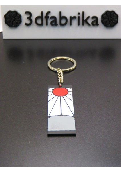Anime Esintili Güneş Motifli Anahtarlık – Kırmızı Beyaz Tasarım