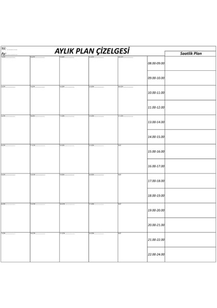 Aylık Planlayıcı Manyetik Duvar Stickerı Takvim Plan Çizelgesi (5148)