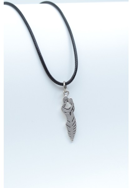 Sarılan Sevgili - Söz Gümüş Kaplama Deri Ip Kolye