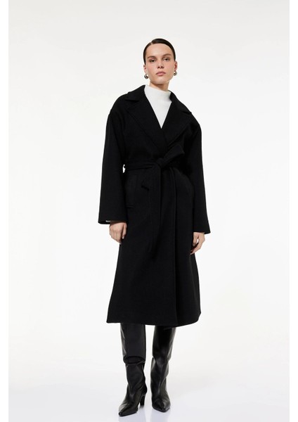 Kadın Uzun Kollu Kruvaze Kemerli Uzun Kaşe Kaban 6WAK00115EW fiyatları