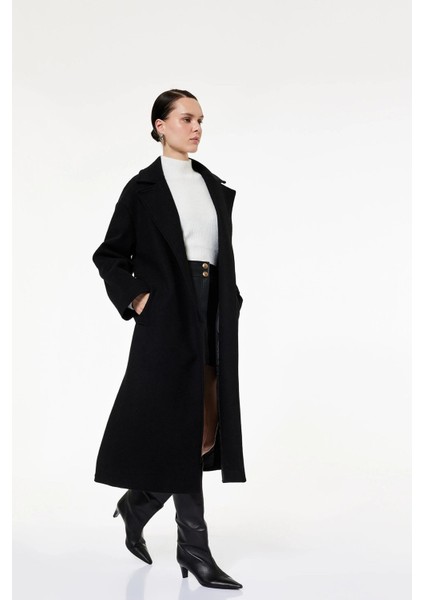 Kadın Uzun Kollu Kruvaze Kemerli Uzun Kaşe Kaban 6WAK00115EW modelleri