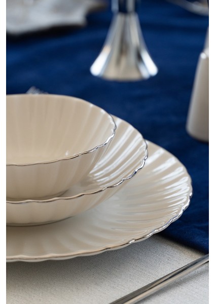 Derya Platin Yaldız 18 Parça 6 Kişilik Porselen Kahve Fincan Takımı