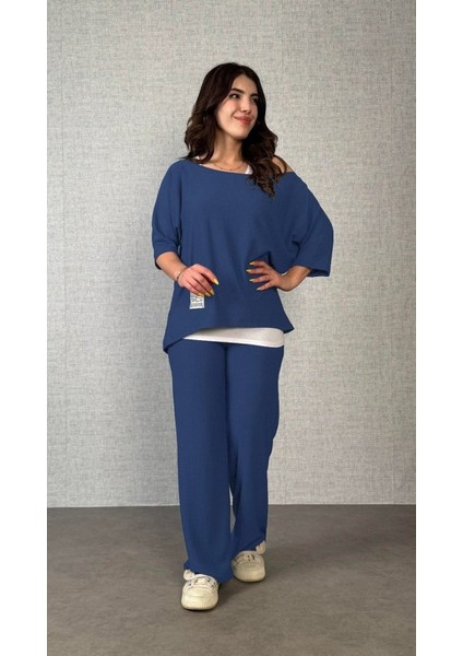 Kadın Kısa Kollu Omuzlardan Açık Yarasa Kollu Bürümcük Bluz ve Pantolon ve Viskon Atlet fiyatları