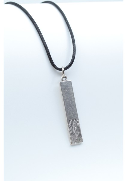 Parmak Izi Gümüş Kaplama Deri Ip Kolye