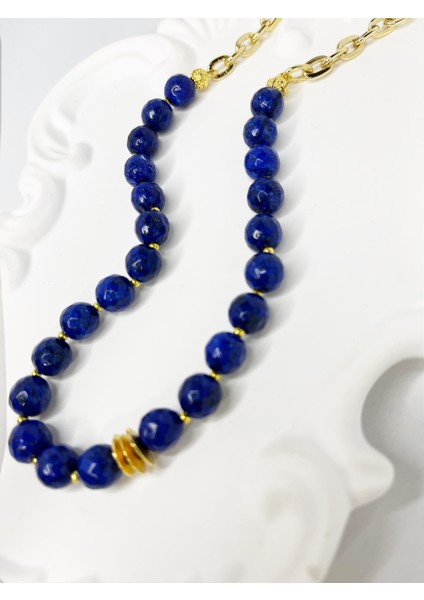 Altın Kaplama Ara Detaylı Doğal Yeşim Taşı Kolye fiyatları