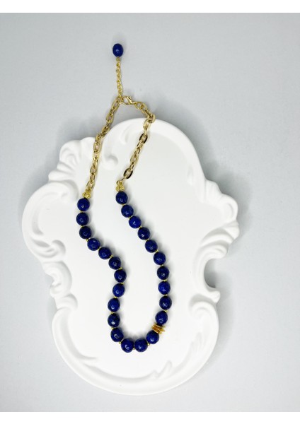 Altın Kaplama Ara Detaylı Doğal Yeşim Taşı Kolye modelleri