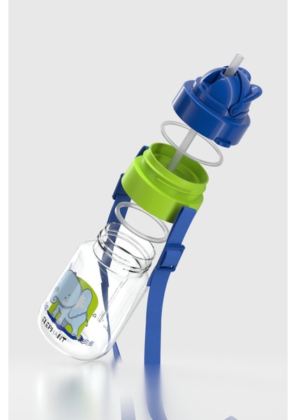 Taffy Desenli 330 ml Askılı Pipetli Tritan Bebek Suluk 222056 Mavi modelleri