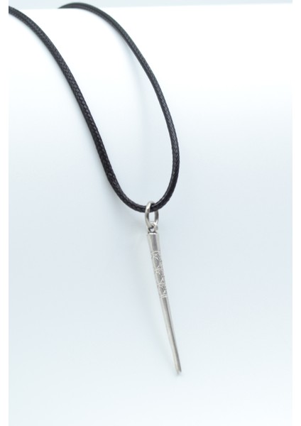 Etknik Desenli Çubuk, Gümüş Kaplama Deri Ip Kolye