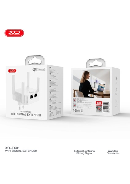 TX01 1200 Mbps 100M Ye Kadar Wi-Fi Sinyal Arttırıcı Router