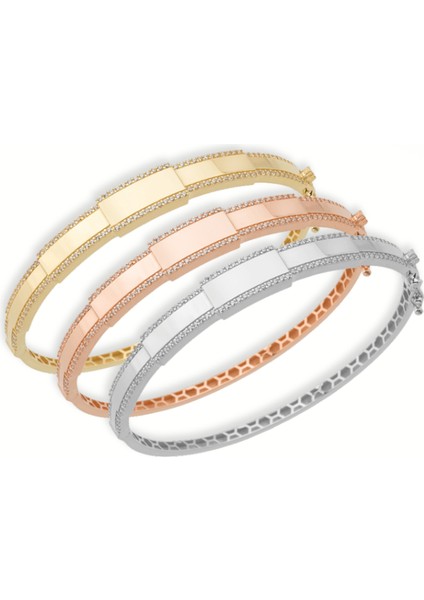 14 Ayar Geometrik Taşlı Bilezik - 10,70GR.