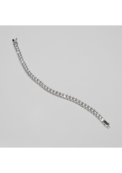 912 - 5 mm Su Yolu Kare Gümüş Bileklik