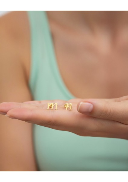 Minimalist Harf 14 Ayar Altın Küpe modelleri