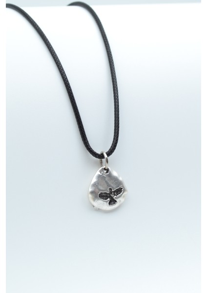 Kartal Gümüş Kaplama Deri Ip Kolye