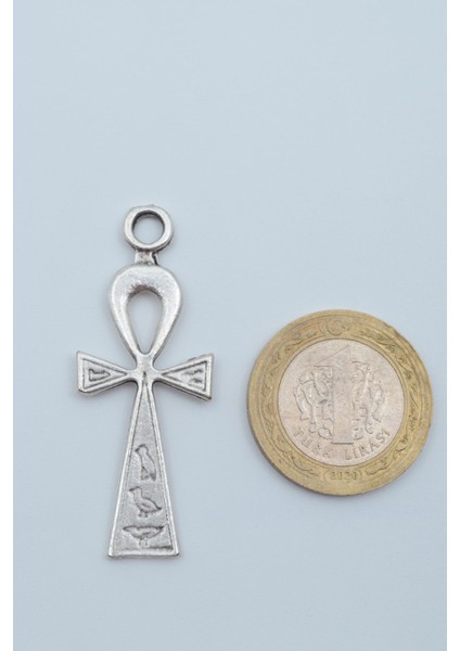 Ankh Anahtarı - Nil'in Anahtarı Gümüş Kaplama Deri İp Kolye fırsatları