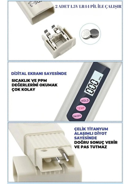 Tds Su Kalite Test Ölçüm Cihazı Saflık Ölçer modelleri