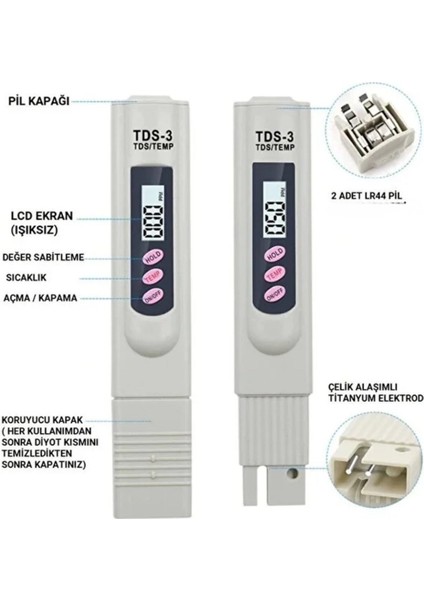Tds Su Kalite Test Ölçüm Cihazı Saflık Ölçer indirimleri