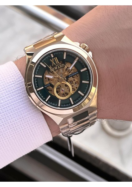 Otomatik Çelik Kasa Çelik Kordon 5 Atm Suya Dayanıklı Erkek Kol Saati VS.BLKT.0633 modelleri