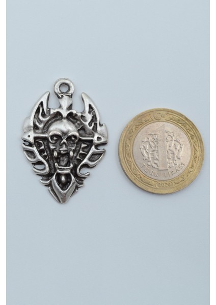 Diablo - Şeytan - Kalkan Gümüş Kaplama Deri Ip Kolye fırsatları