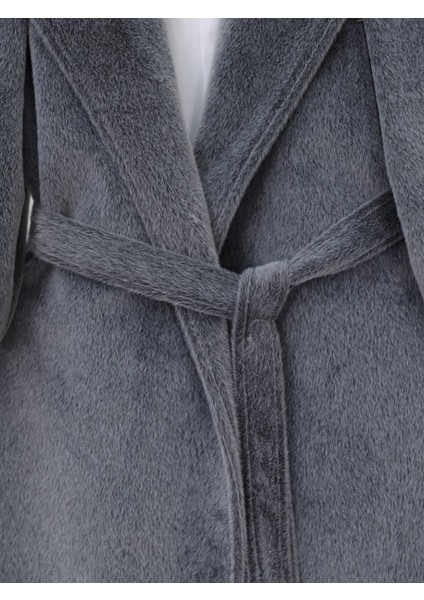 Alpaco Kolu Ribanalı Şal Yaka Astarlı Kaşe Kaban -Füme -Collectıon fiyatları