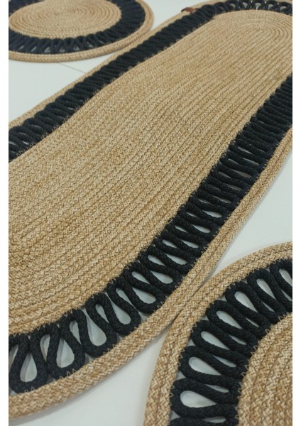 6’lı Supla 1 Runner 1 Kapaklı Örgü Ekmek Sepeti Seti Bej Krem Desenli Sunumluk indirimleri