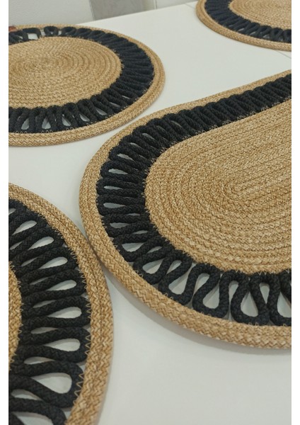 6’lı Supla 1 Runner 1 Kapaklı Örgü Ekmek Sepeti Seti Bej Krem Desenli Sunumluk