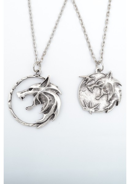2'li The Witcher Madalyon Gümüş Kaplama Kolye Seti