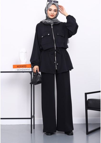 Siyah Fermuarlı Tunik Pantolonlu Modal Takım fiyatları
