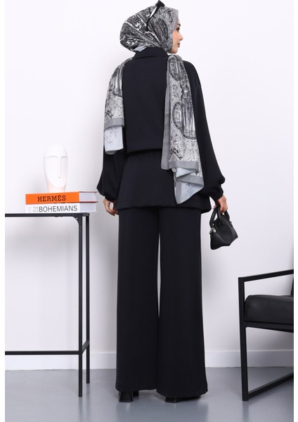 Siyah Fermuarlı Tunik Pantolonlu Modal Takım fırsatları