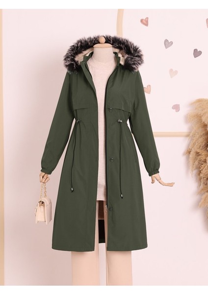 Alpaco Çıkma Kapşonlu Tünel Bağcıklı Bondit Kaban -Haki -Collectıon fiyatları