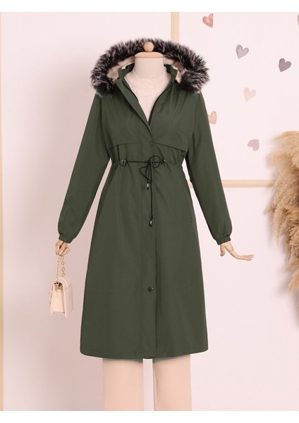 Alpaco Çıkma Kapşonlu Tünel Bağcıklı Bondit Kaban -Haki -Collectıon modelleri