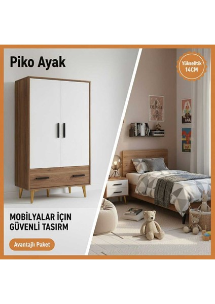 Piko 14 cm (8 Adet) Koltuk Baza Dolap Tv Ünitesi Yatak Odası Konsol Çocuk ve Genç Odası Ayağı