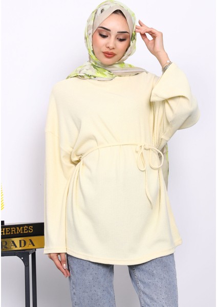 Sarı Bisiklet Yaka Bel Kuşaklı Tunik modelleri
