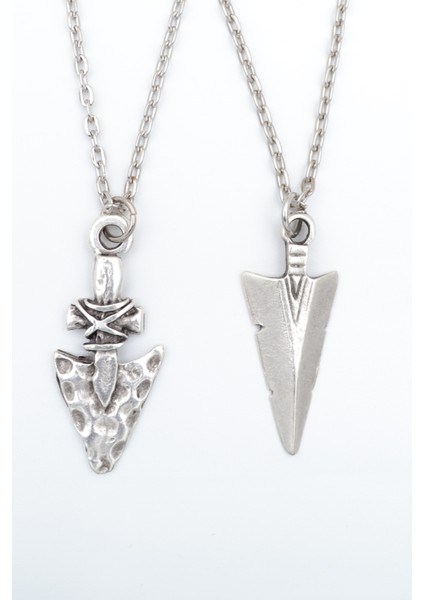 2'li Triagle Ok Ucu Gümüş Kaplama Kolye Seti