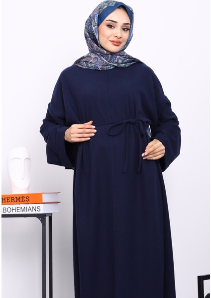 Lacivert Önü Dikişli Oversize Dokulu Uzun Elise modelleri
