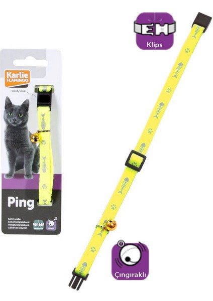 Techmrt Karlıe Kedi Tasması Çıng. 30CM Sarı