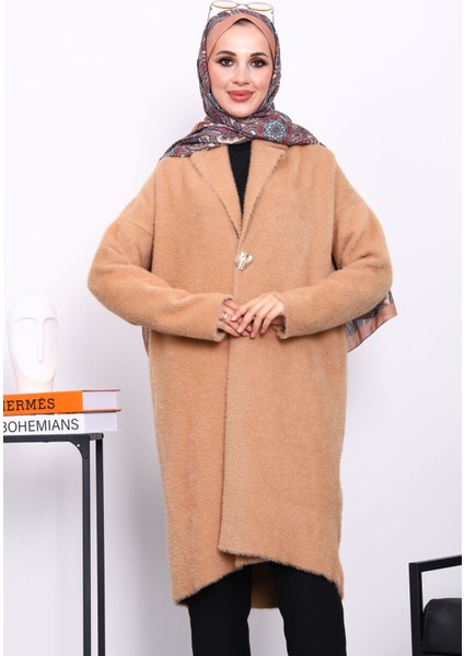 Bisküvi Tek Düğmeli Angora Yumoş Triko Hırka modelleri