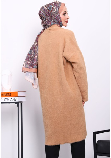 Bisküvi Tek Düğmeli Angora Yumoş Triko Hırka fırsatları